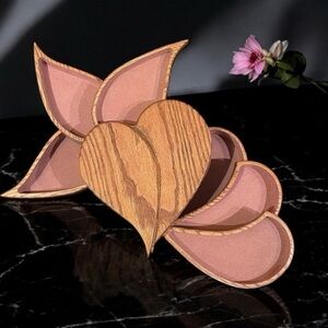 VTG  Handmade Jewelry Box - Blossom Boxes by Cherokee Woodworks Heart Shaped